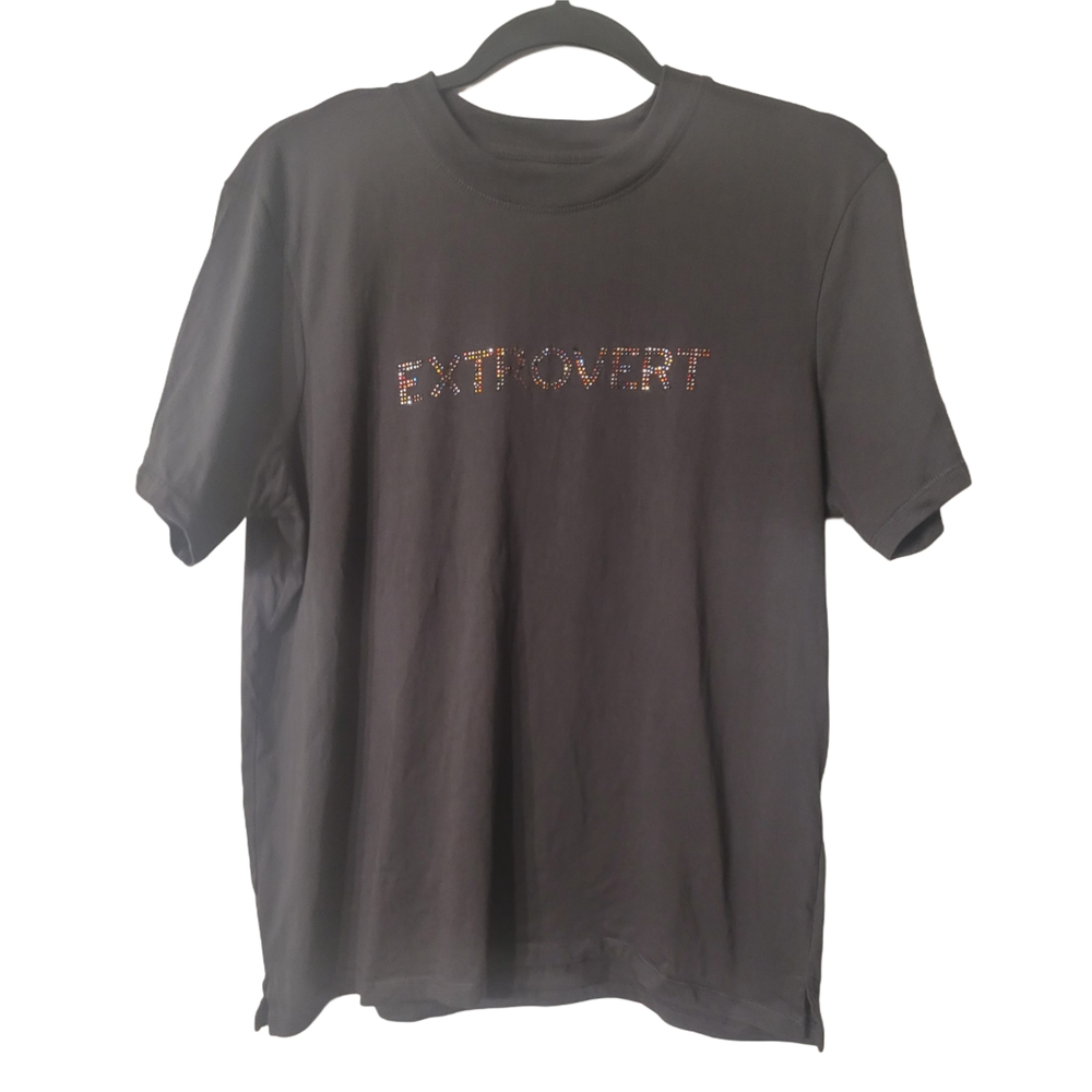 ban.do Gray Short Sleeve EXTROVERT Bling Tee Size Large